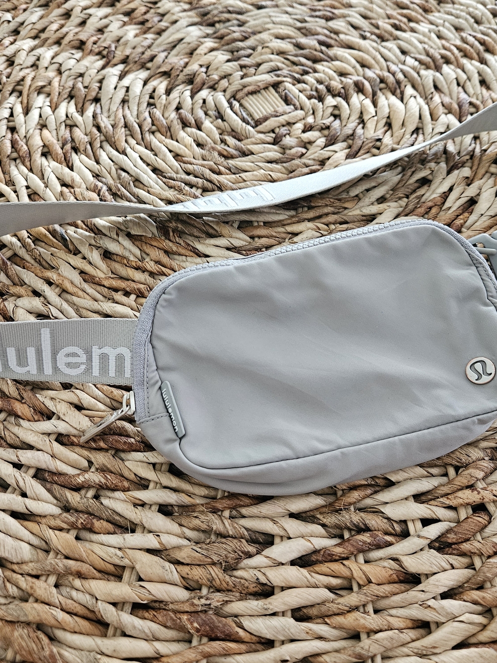 lululemon athletica Light Gray With White Lettering Belt/Crossbody Pack